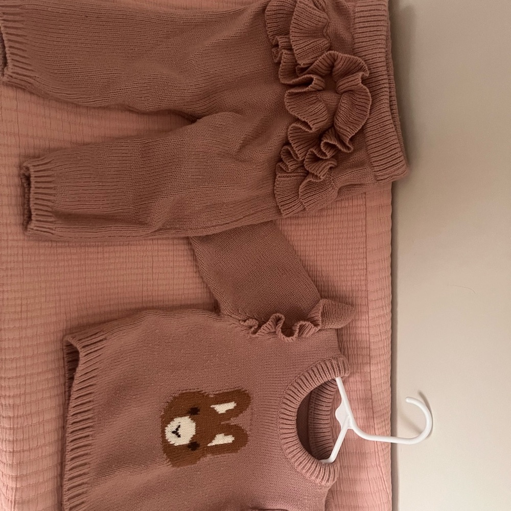 Adorable Pink Knit Baby Outfit